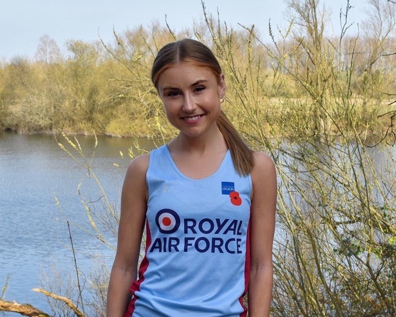 woman in RAF running vest